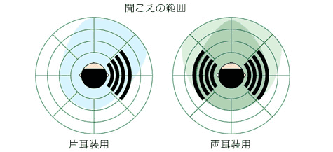 両耳装用は、右脳・左脳の働きを活発にして、<br>高度で情緒豊かなコミュニケーションを生み出します。